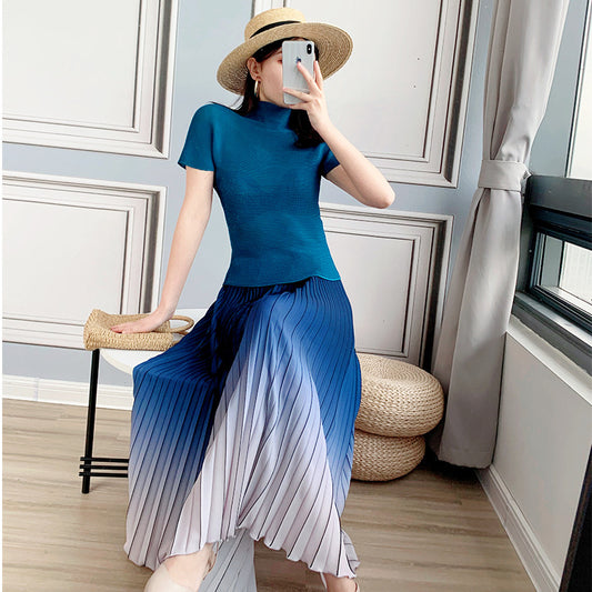 Blusa Elegante de Gasa con Cuello Medio - Top Sofisticado para Mujer