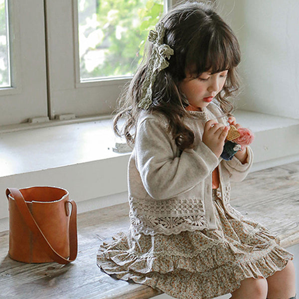 Suéter de Encaje Calado para Niña con Mangas Largas - Estilo Coreano
