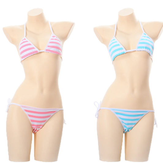 Bikini Triangular Minimalista Estilo Japonés con Cordones