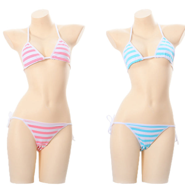 Bikini Triangular Minimalista Estilo Japonés con Cordones