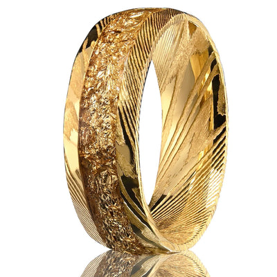 Anillo de Acero Damasceno con Incrustación de Oro en la Banda Central - Image 8