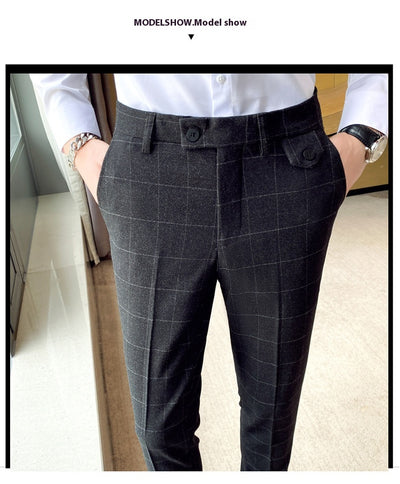 Pantalón de Vestir Slim Fit Cuadros Clásicos Británicos - Elegancia Coreana para Hombre - Image 11