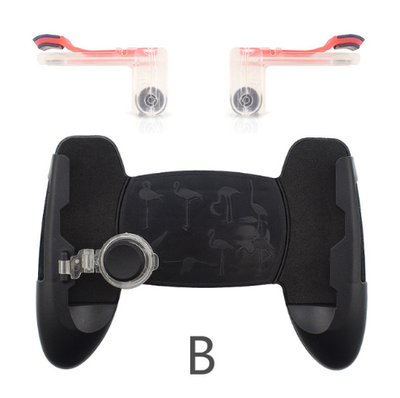 Black mobile gaming controller grip with two red and black clip-on trigger buttons and a small joystick. - Image 3