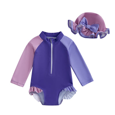 Traje de Baño Infantil de Una Pieza con Mangas Largas y Gorro Integrado - Image 6