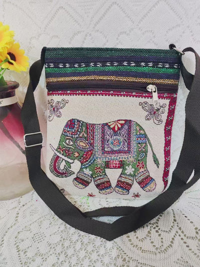 Bolso Bandolera Bordado Étnico con Elefante y Mariposa Estilo Chino - Image 12