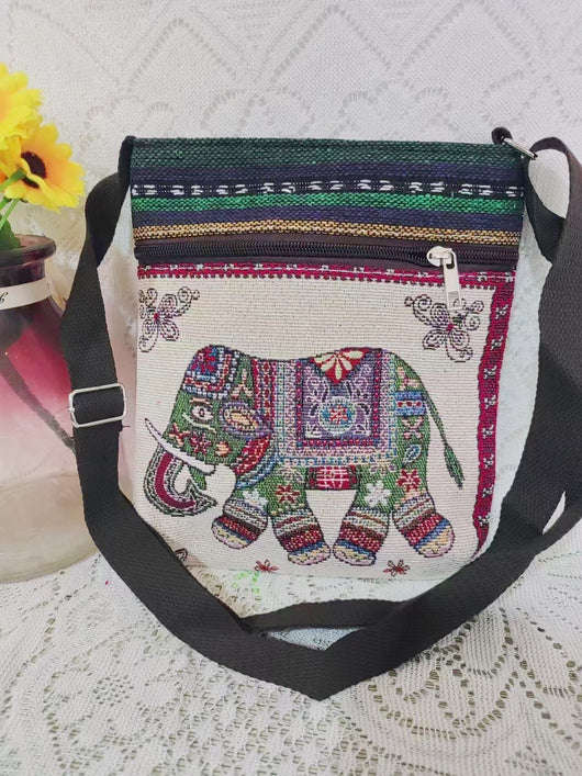 Bolso Bandolera Bordado Étnico con Elefante y Mariposa Estilo Chino - Image 12
