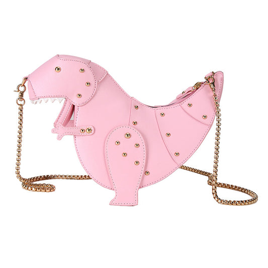 Bolso Bandolera Dinosaurio Cuero con Cadena - Mini Cartera Crossbody para Mujer
