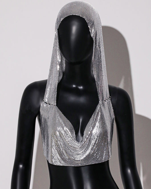 Chaleco Deportivo Brillante con Capucha y Lentejuelas Metálicas - Image 10