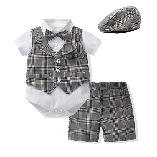 Traje Formal para Bebé Niño con Chaleco, Shorts y Pajarita