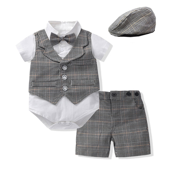 Traje Formal para Bebé Niño con Chaleco, Shorts y Pajarita