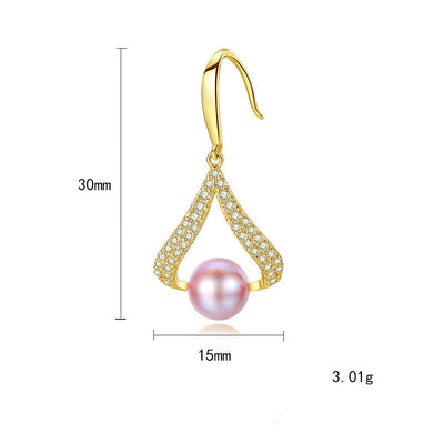Aretes de Perlas de Agua Dulce con Baño de Oro 18K y Plata - Image 2