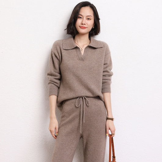 Suéter Polo Cashmere Suelto de Manga Corta para Mujer - Image 4
