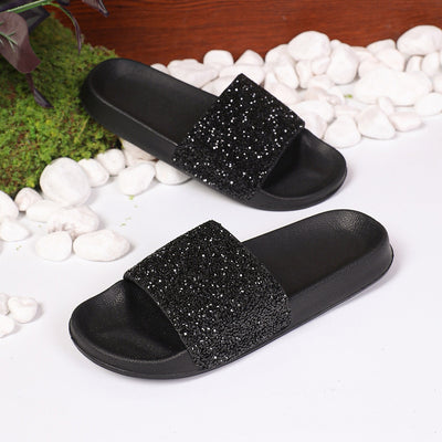 Pantuflas Mujer Cristal Elegantes Negro y Plata - Image 6