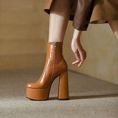 Botas Cortas Mujer Tacón Grueso Plataforma Impermeable Altura Extra