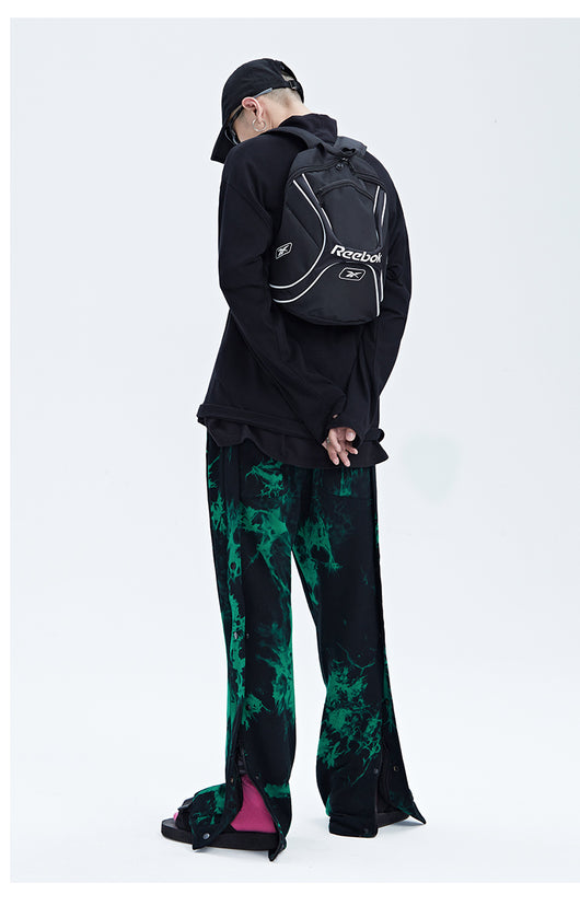 Pantalones Hombre Tie Dye Negro y Verde con Cierre de Cremallera - Image 7