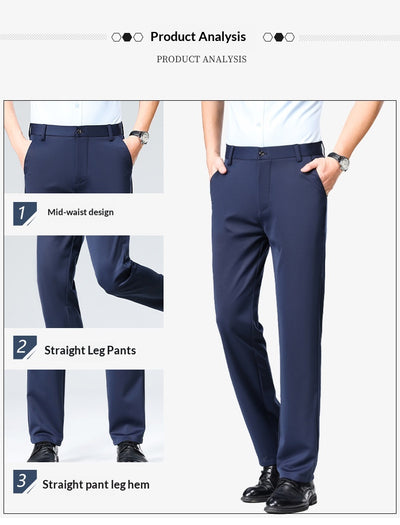 Pantalones Casuales Ejecutivos Slim Fit Ice Silk Antirruga para Hombre - Image 28