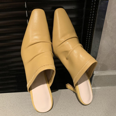 Zapatos de Cuero Vacuno con Punta Cerrada y Tacón Fino Plisado - Image 7