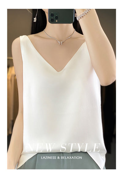 Blusa Suelta sin Mangas con Base Satinada Sedosa - Image 20