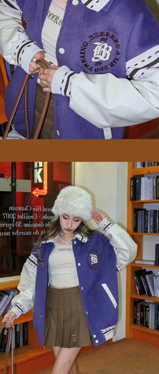 Uniforme de Béisbol Retro Americano Púrpura para Mujer - Image 10