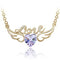Crystal Heart Necklace-Love Wing Angel Dorado light Morado