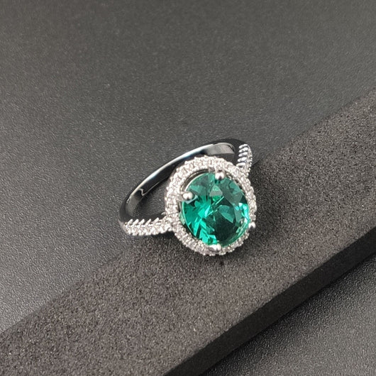 Anillo de Diamantes Zircón Redondo Lujo - Compromiso y Boda - Image 23