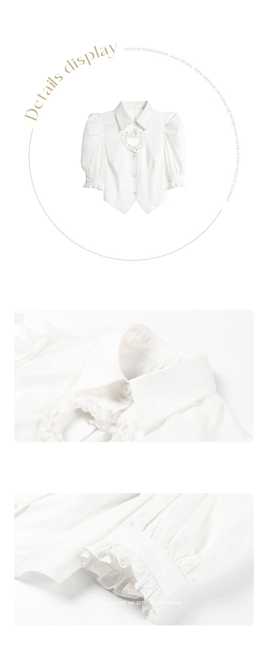 Blusa Blanca Elegante con Diseño Hueco Irregular - Image 13