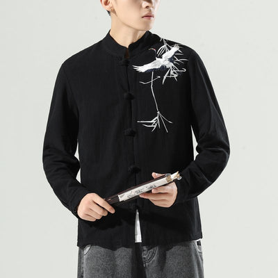 Cardigan Suelto Tipo Tang Chino con Botones Bordados para Hombre - Image 4