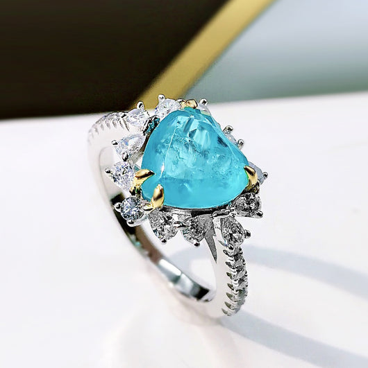 Anillo Corazón Paraíba Europeo Americano para Mujer - Image 3