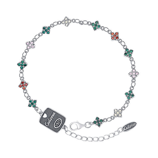 Pulsera Plata 925 Flor Cruz Zirconia Doble Cara Colorida con Dije Colgante - Image 6