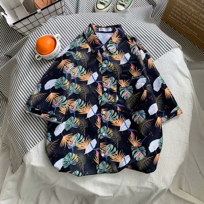 Camisa Suelta Estampada de Manga Corta para Hombre - Image 27