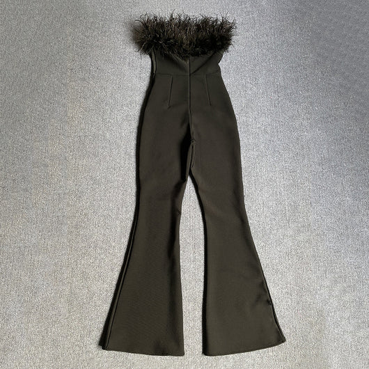 Jumpsuit Elegante con Tubo y Detalles de Plumas - Diseño Bandage Ajustado - Image 15