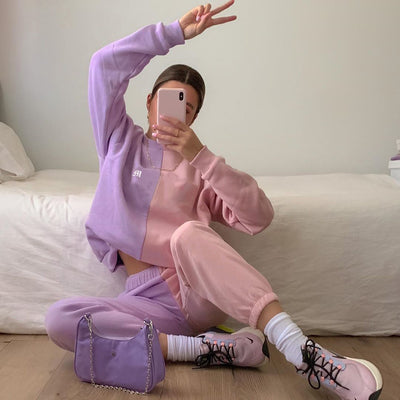 Conjunto de Sudadera y Pantalón con Bordado de Letras y Costuras Contrastantes - Image 10