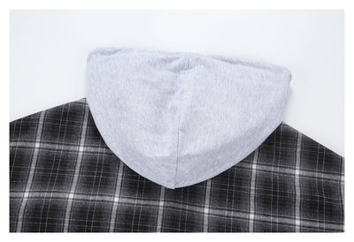 Camisa de Trabajo Cuadros Retro Americana con Capucha para Hombre - Image 29