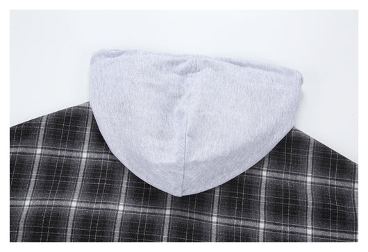 Camisa de Trabajo Cuadros Retro Americana con Capucha para Hombre - Image 29