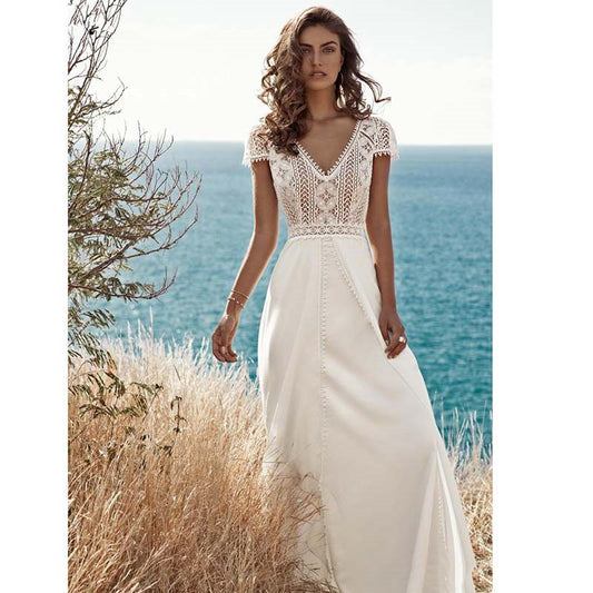 Vestido de Novia Elegante con Hombros Descubiertos y Falda A-line Esbelta