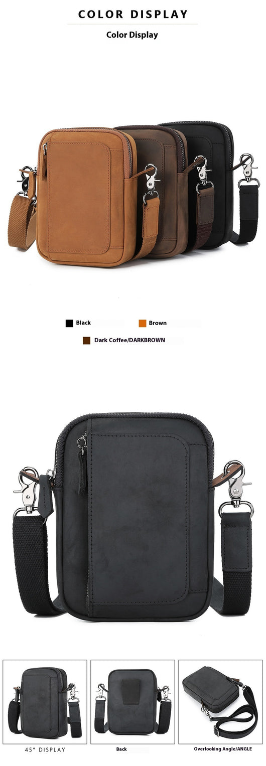 Bolsa Crossbody de Cuero para Teléfono y Accesorios - Diseño Asimétrico para Hombre - Image 15