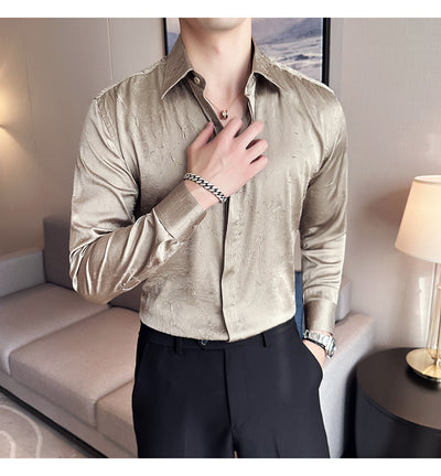 Camisa Larga Hombre Ice Silk Textura Premium - Transpirable y Fresca - Image 18