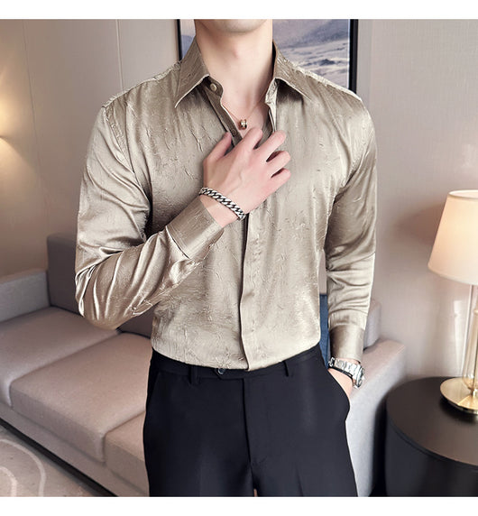 Camisa Larga Hombre Ice Silk Textura Premium - Transpirable y Fresca - Image 18