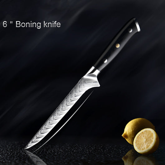 Juego de Cuchillos Damasco para Filetear con Patrón de Espina de Pescado - Image 7
