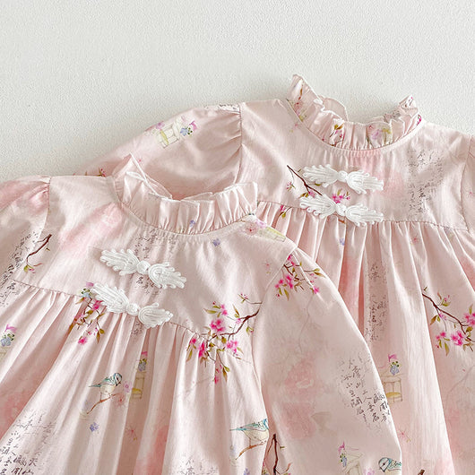 Enterizo Manga Larga para Bebé Niña Estilo Retro Tang - Image 13