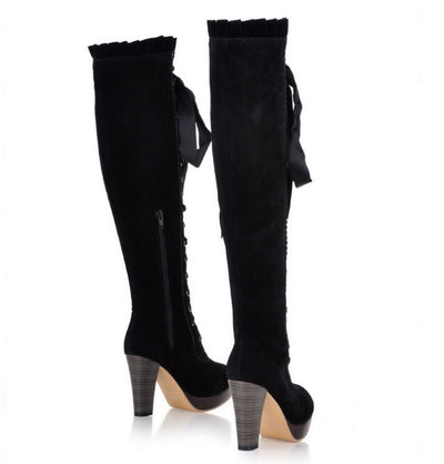 Botas Altas de Tacón Velvet con Tiras para Mujer - Image 8