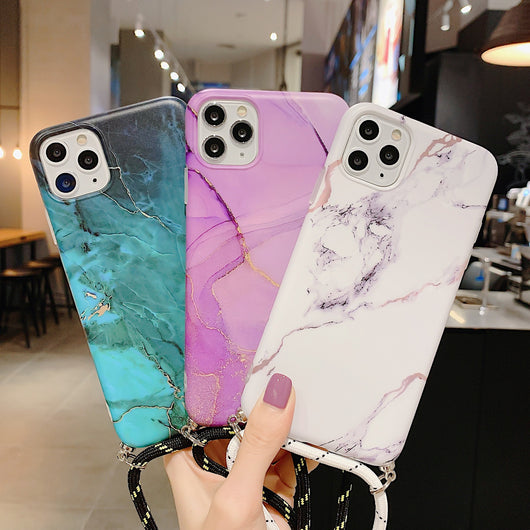 Funda para iPhone con Patrón Mármol y Cordón Ajustable - Image 2