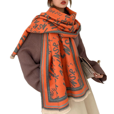 Bufanda de Imitación Cashmere Letras Otoño Invierno - Image 10