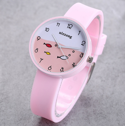 Reloj Infantil para Niñas con Correa de Silicona de Colores y Diseño de Pez