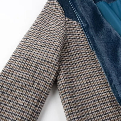 Abrigo de Lana a Cuadros Combinado para Mujer - Image 10
