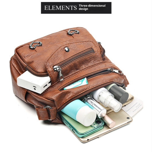 Bolsa Crossbody de Cuero Suave Multibolsillos Versátil - Image 31