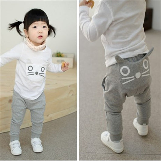 Pantalones Harem Infantiles con Estampado de Gatos para Otoño - Image 2