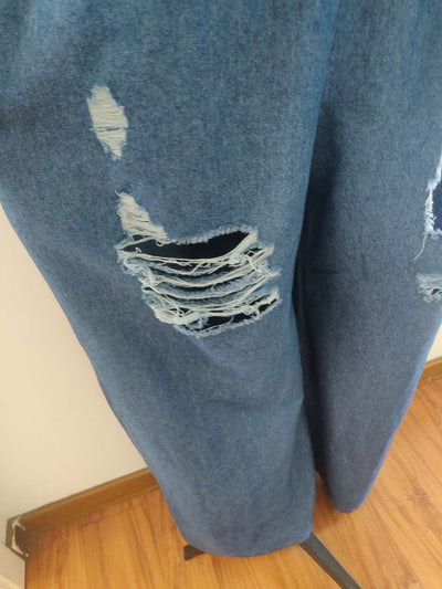 Pantalón Denim Overol Casual Rotos Talla Suelta para Mujer - Image 8
