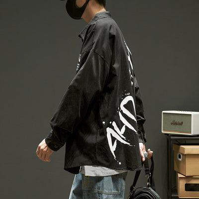 Chamarra Hombre Manga Larga Estilo Hip Hop con Letras Impresas - Image 8