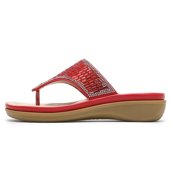 Sandalias Bohemias con Strass y Suela Plana Cómoda